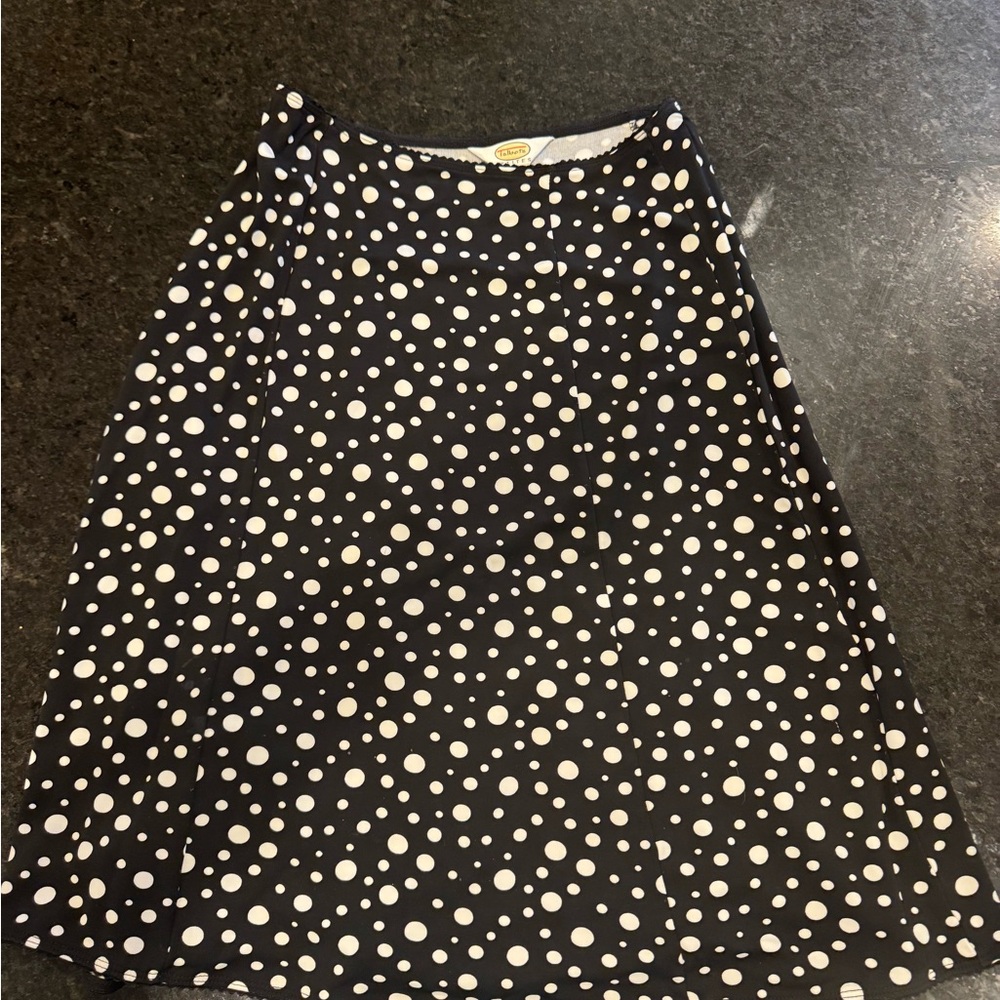 Talbots Black and White Polka Dot A-Line Skirt